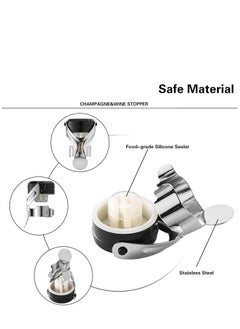 KASTWAVE Champagne Wine Bottle Stoppers Stainless Steel with Food Grade Silicone, Leak Proof Keep Fresh Reusable Saver, Cork Suitable for Wine, Champagne, Cava, Prosecco and Sparkling 6 Pack Silver  - Image 5