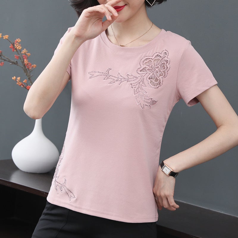 T-shirt Women's Short-sleeved Loose Cotton Base T-shirt 2022 New Korean Style Large Size Top T-shirt Summer Half-sleeved T-shirt - Image 2