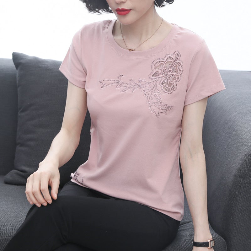 T-shirt Women's Short-sleeved Loose Cotton Base T-shirt 2022 New Korean Style Large Size Top T-shirt Summer Half-sleeved T-shirt - Image 4