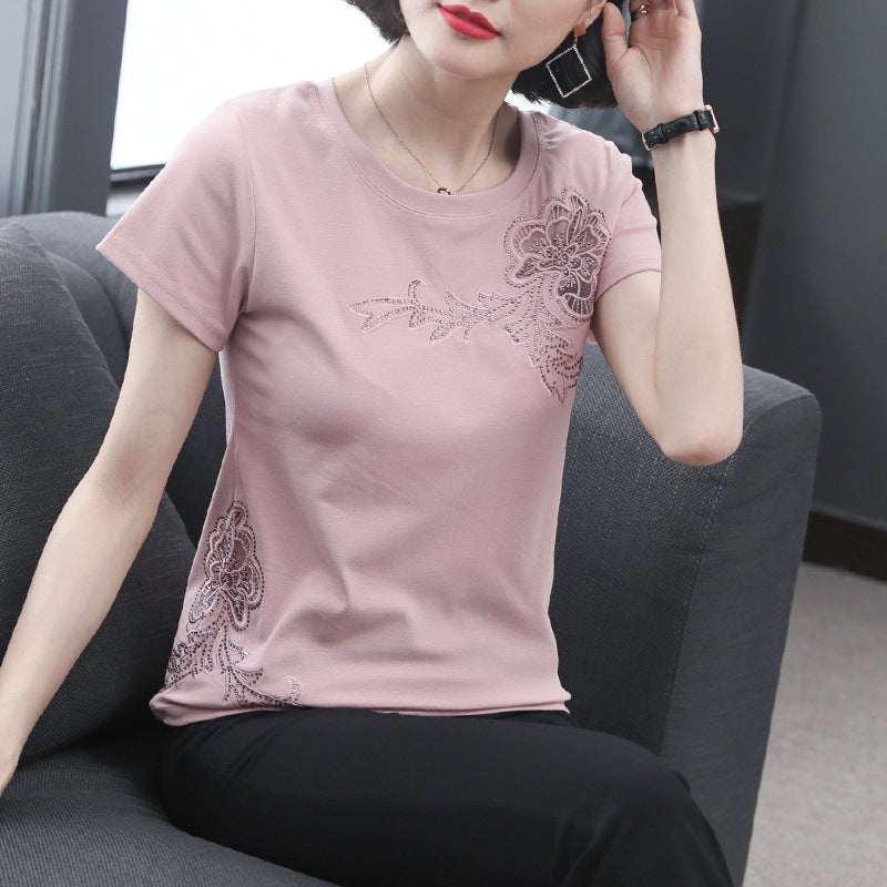 T-shirt Women's Short-sleeved Loose Cotton Base T-shirt 2022 New Korean Style Large Size Top T-shirt Summer Half-sleeved T-shirt - Image 3