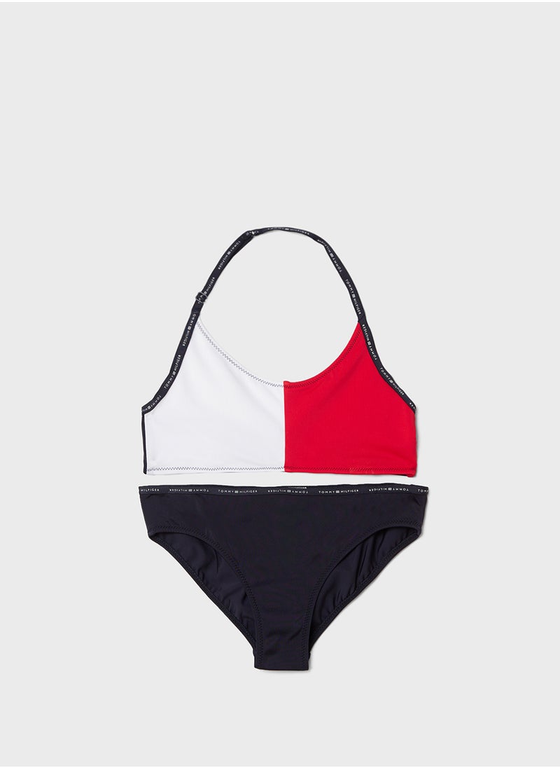 TOMMY HILFIGER - Kids Color Block Bralette Set - Image 1