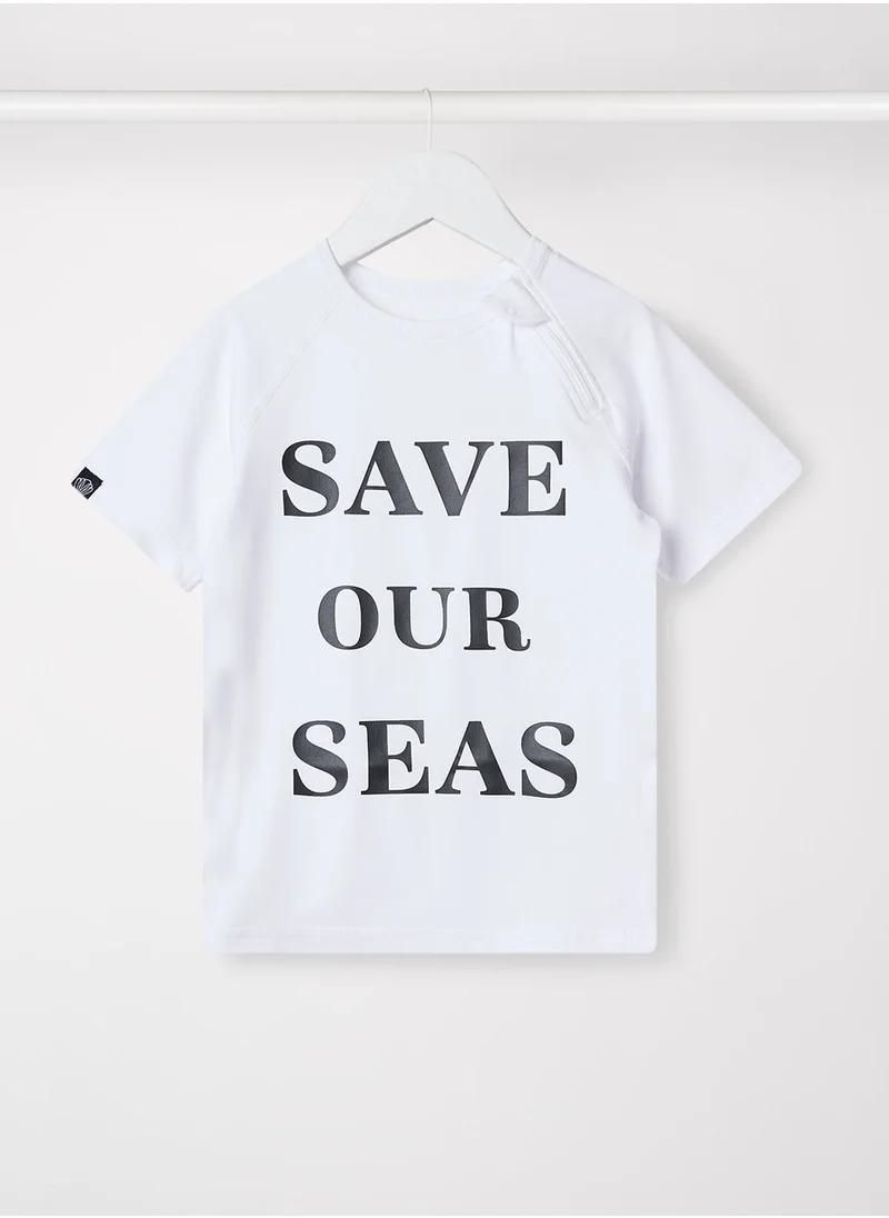 BEACH & BANDITS Kids Unisex Save Our Seas Swim Top