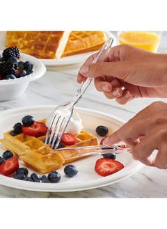 Comfy Package Comfy Package [192 Combo Pack] Premium Heavyweight Disposable Clear Plastic Silverware - 64 Forks, 64 Spoons, 64 Knives, plastic utensils, Cutlery Set for Parties, Events, and Catering  - Image 3
