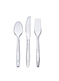 Comfy Package Comfy Package [192 Combo Pack] Premium Heavyweight Disposable Clear Plastic Silverware - 64 Forks, 64 Spoons, 64 Knives, plastic utensils, Cutlery Set for Parties, Events, and Catering  - Image 2