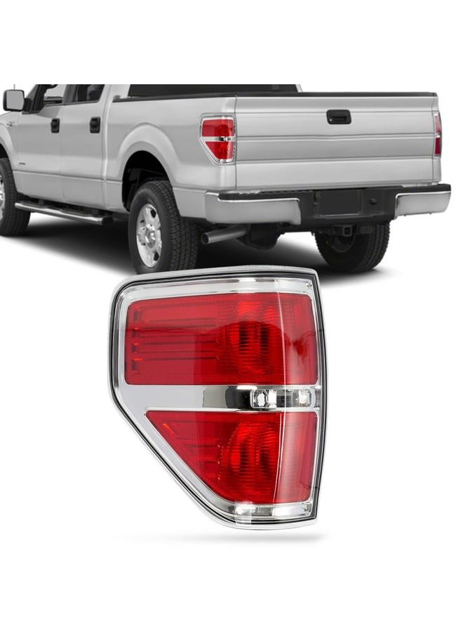 RANSOTO F150 Tail Light Compatible With Ford F150 F-150 2009 2010 2011 2012 2013 2014 Left Driver Side Brake Light - Chrome Trim - Image 1
