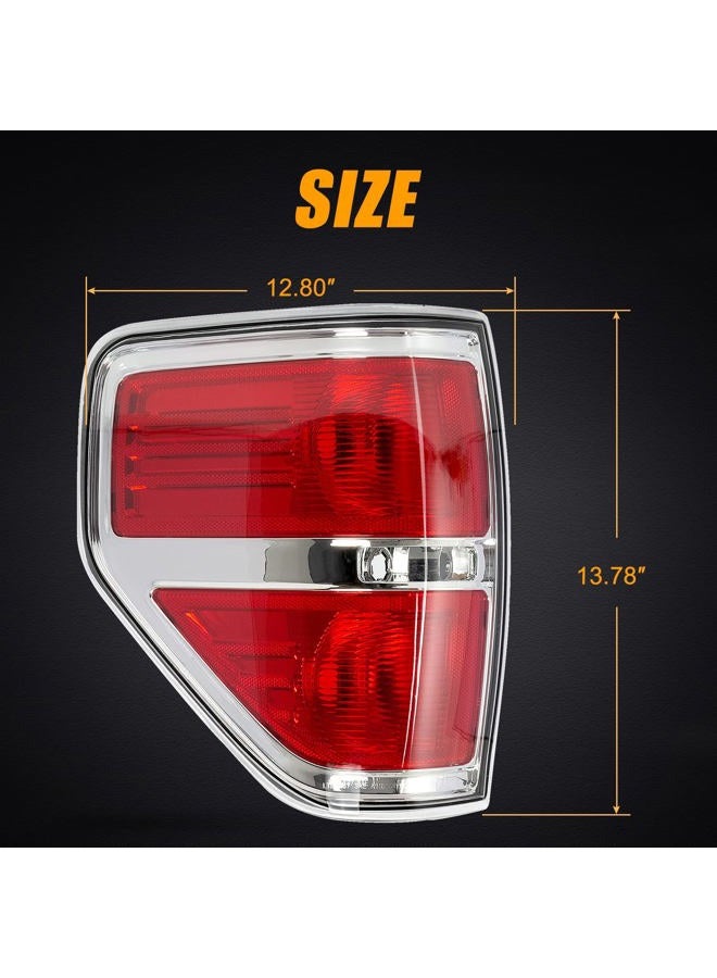 RANSOTO F150 Tail Light Compatible With Ford F150 F-150 2009 2010 2011 2012 2013 2014 Left Driver Side Brake Light - Chrome Trim - Image 2