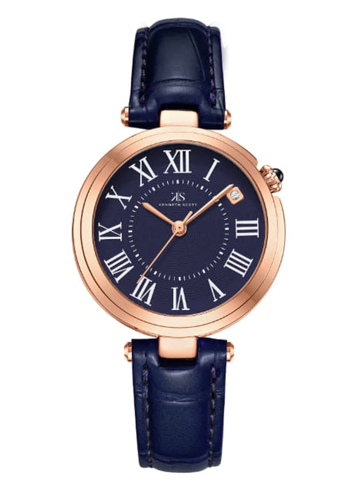 KENNETH SCOTT Kenneth Scott K24510-RLNN Women's Analog Display Watch & Polyurethane Strap Blue