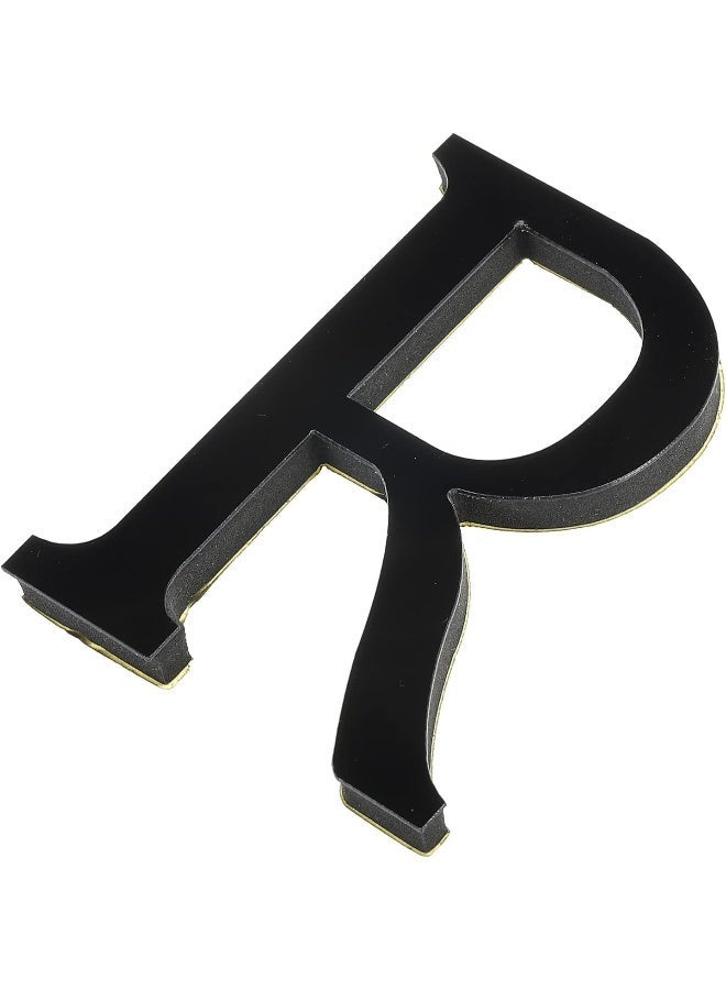3D ACRYLIC ALPHABET MIRROR WALL STICKERS LETTER R SELF-ADHESIVE HOME DECOR LETTER SIGN ART STICKER DECAL FOR DIY HOME DECORATION BLACK