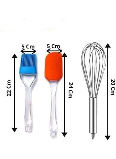C DEVICE C DEVICE Multipurpose NonStick Heat Resistance Silicone Spatula Cooking Oil Brush Set Seamless Flexible with Egg Whisker and Stainless Steel Potato Masher Kitchen Tool Set Pack of 4  - Image 2
