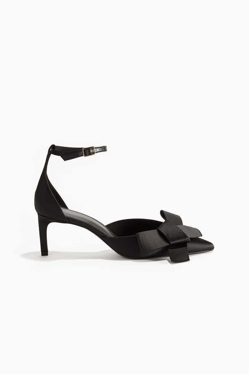 H&M Bow-detail satin court shoes