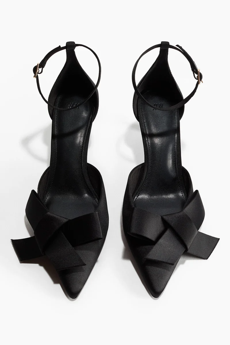H&M Bow-detail satin court shoes