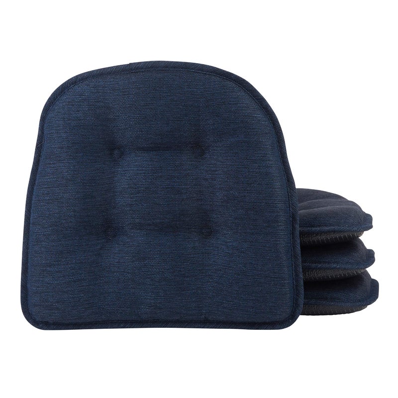 Klear Vu Omega NonSlip Chair Cushions Assembled in USA UShaped SkidProof Seat Pads for Dining Room Kitchen Office 15x16 4 Pack Solid Indigo Blue 4 Count