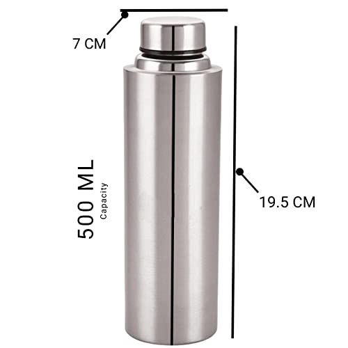 VISAXMI Super 500 Stainless Steel Water Bottle - 500ml, Silver (Pack of 3) - Leak Proof, Ideal for Office, Gym, Kids, Home, Kitchen, Hiking and Travel - Image 3