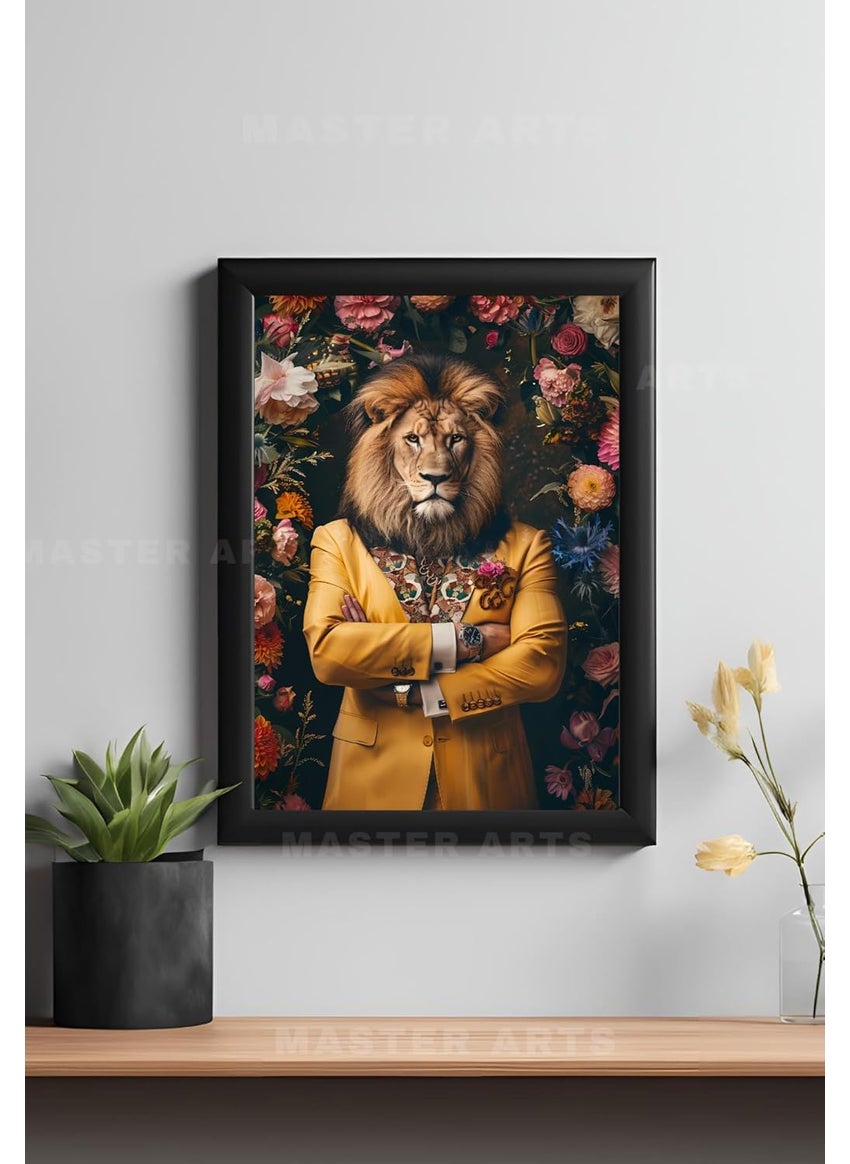 Master Flame Master Flame Lion Motivation Animal Themed Aesthetic Wall Art Poster for Living Room Home Wall Decor A4 FRAMED LION8  - Image 1