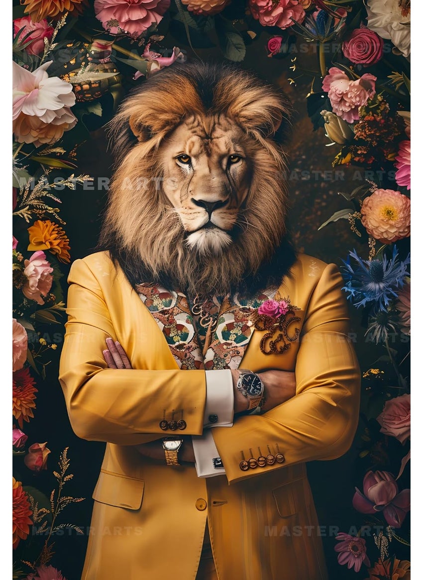 Master Flame Master Flame Lion Motivation Animal Themed Aesthetic Wall Art Poster for Living Room Home Wall Decor A4 FRAMED LION8  - Image 2