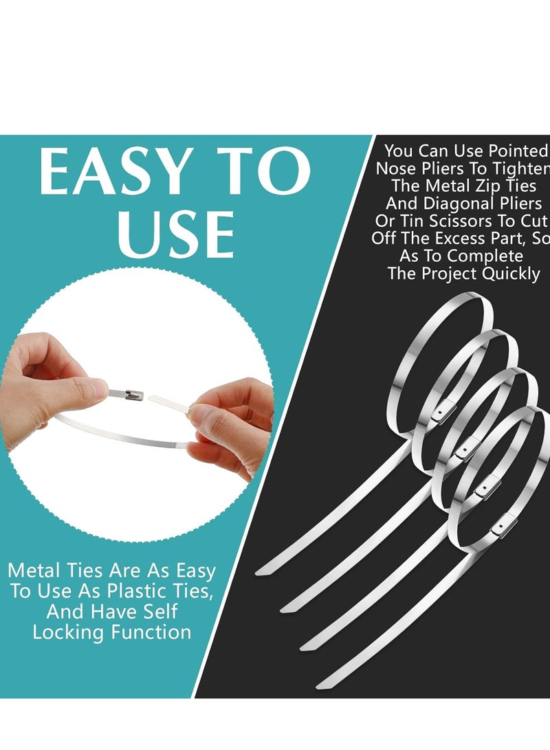 SUNRISE Metal Zip Ties,100 Pcs 15cm Multi-Purpose Stainless Steel Cable Ties, Suitable For Vehicles, Farms, Fences, Pipe Bundling And Other Scenes - Image 2