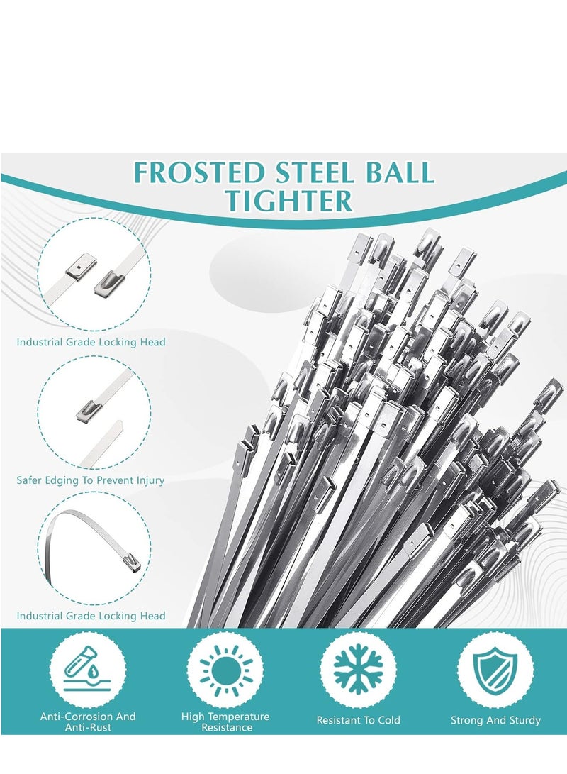 SUNRISE Metal Zip Ties,100 Pcs 15cm Multi-Purpose Stainless Steel Cable Ties, Suitable For Vehicles, Farms, Fences, Pipe Bundling And Other Scenes - Image 3