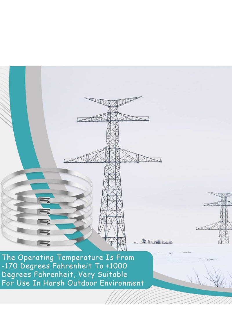 SUNRISE Metal Zip Ties,100 Pcs 15cm Multi-Purpose Stainless Steel Cable Ties, Suitable For Vehicles, Farms, Fences, Pipe Bundling And Other Scenes - Image 5