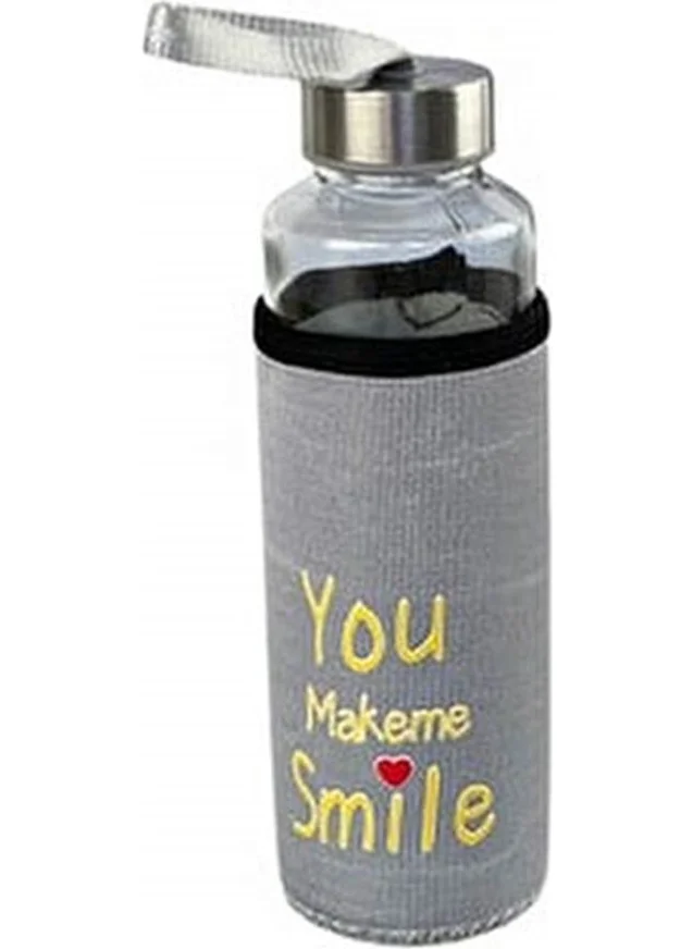 Acar Lux Glass Flask with Linen Cover Make Me Smile 400 ml