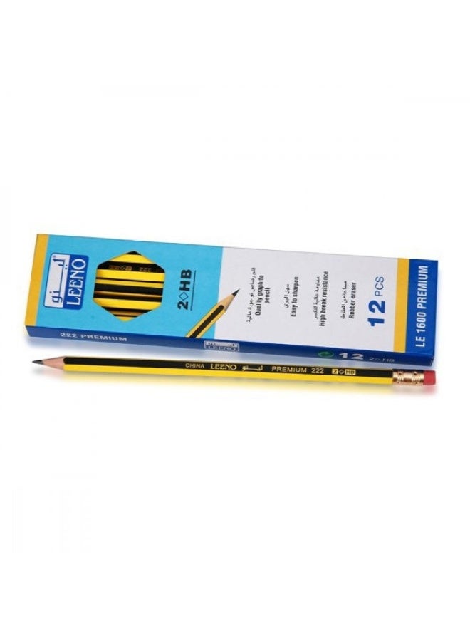 Leeno Yellow Pencil - 12 Pcs Pack of 12