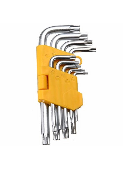 Xtremepower XTREMEPOWER 9 Pcs Silver Tone Metal TorxStar Allen Key Set with Hole from T10T50  - Image 2