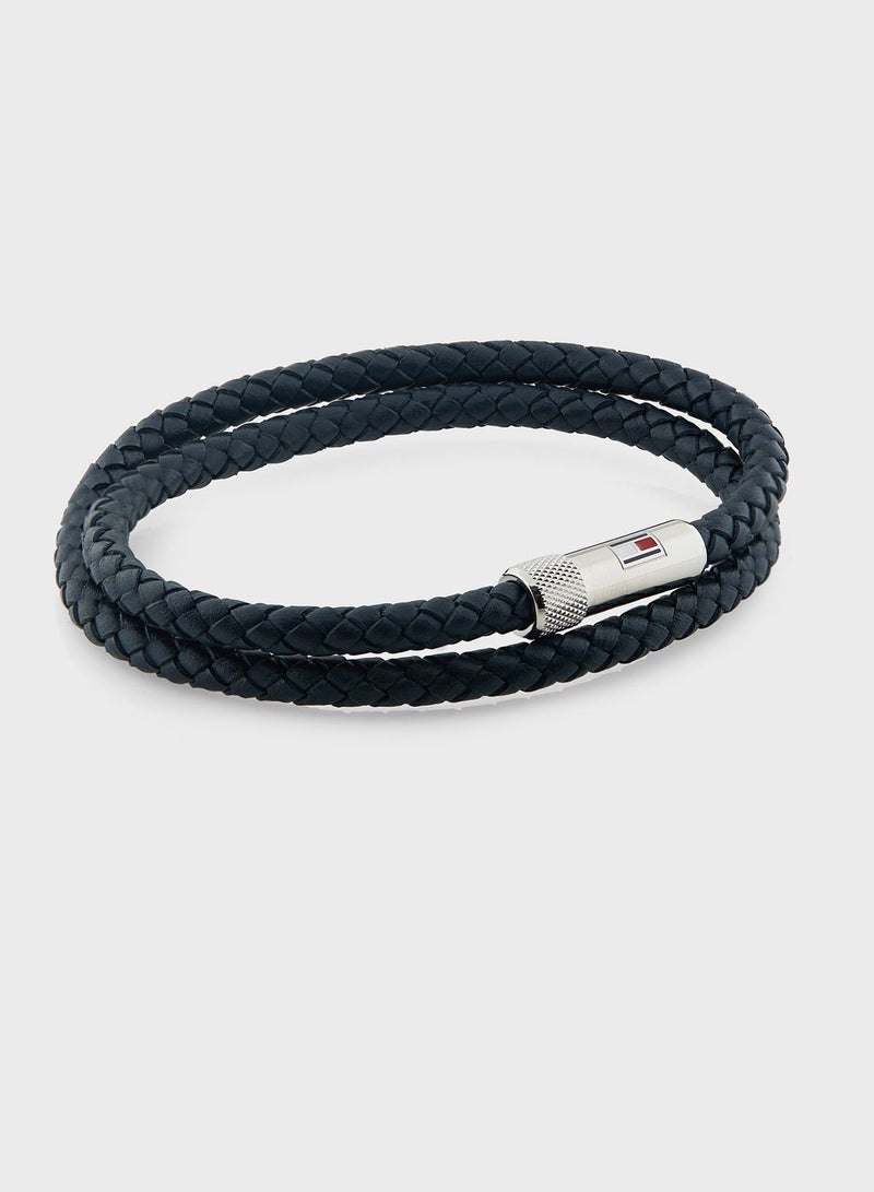 Leather Braided Bracelet Analog Watch Gift Set