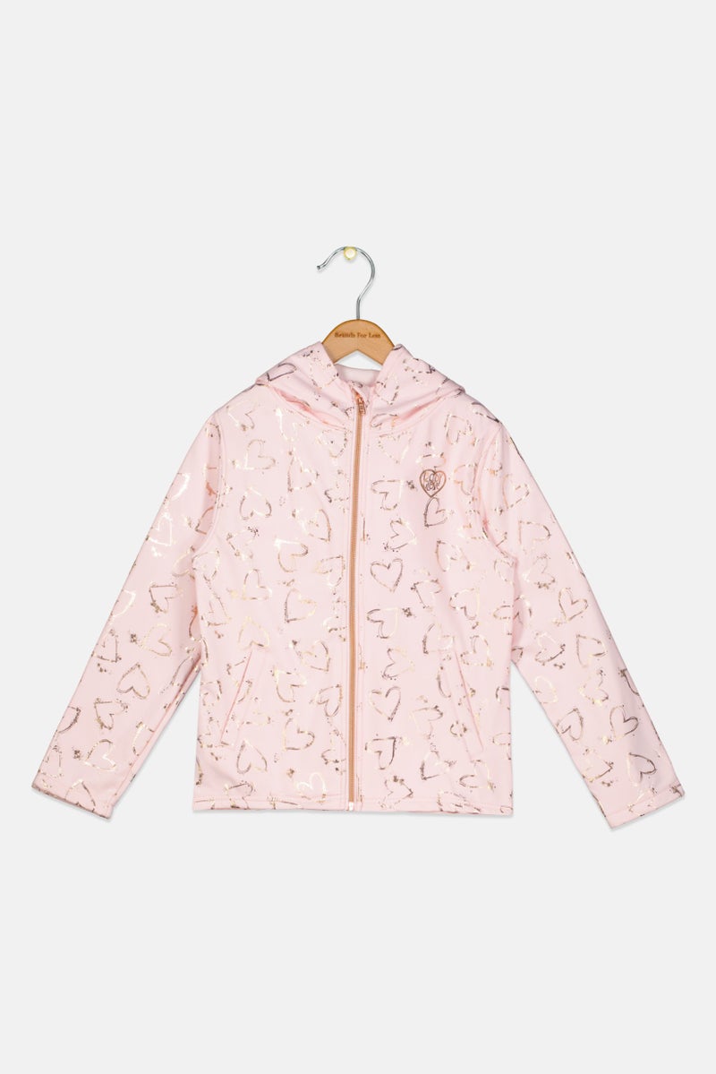 Body Glove Kids Girl Printed Hooded Jacket, Pink - Image 1