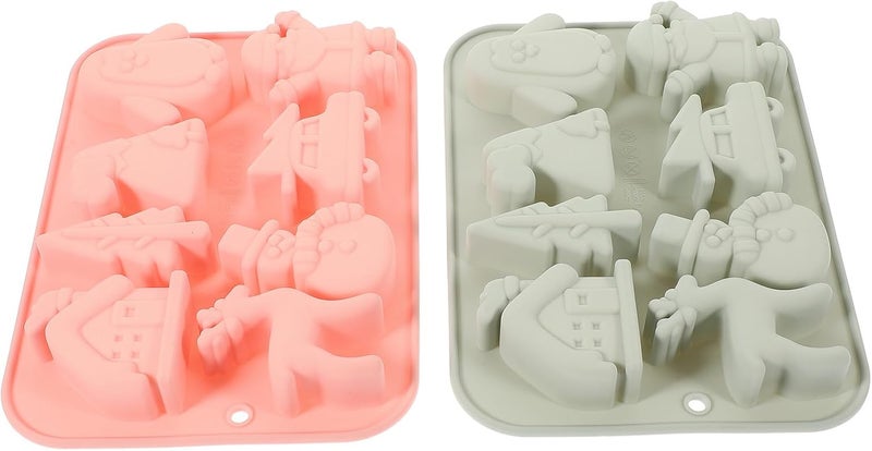 2pcs Christmas Themed Silicone Pastry Molds with Penguin, Reindeer, and Car Shapes, Food-grade Flexible Candy Baking Mold for Chocolate, Muffins, and Holiday Desserts, Blue - Image 1