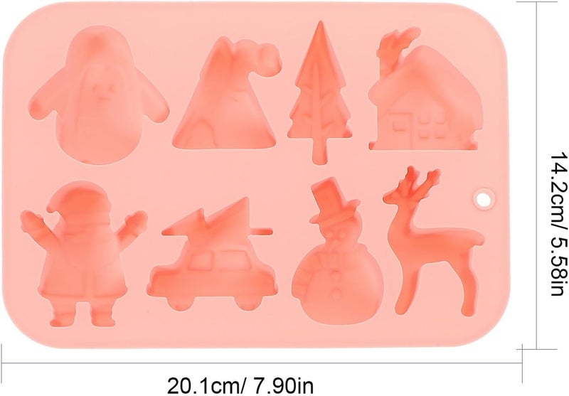 2pcs Christmas Themed Silicone Pastry Molds with Penguin, Reindeer, and Car Shapes, Food-grade Flexible Candy Baking Mold for Chocolate, Muffins, and Holiday Desserts, Blue - Image 2