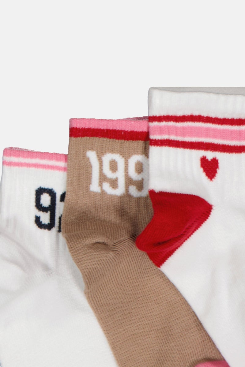 bebe Kids Girl 5 Pairs Graphic Print Quarter Socks, Multicolor - Image 2