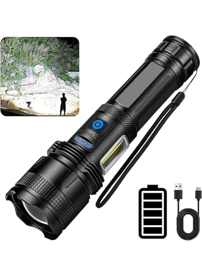Lylting LED Rechargeable Torch, 100,000 Lumens, Extremely Bright Tactical Torch with 7 Light Modes, Zoomable, IPX7 Waterproof Hand Lamp for Camping, Hiking, OutdoorÂ [Energy Class A+++] - Image 1