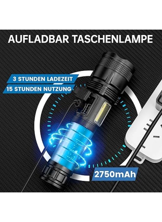 Lylting LED Rechargeable Torch, 100,000 Lumens, Extremely Bright Tactical Torch with 7 Light Modes, Zoomable, IPX7 Waterproof Hand Lamp for Camping, Hiking, OutdoorÂ [Energy Class A+++] - Image 2