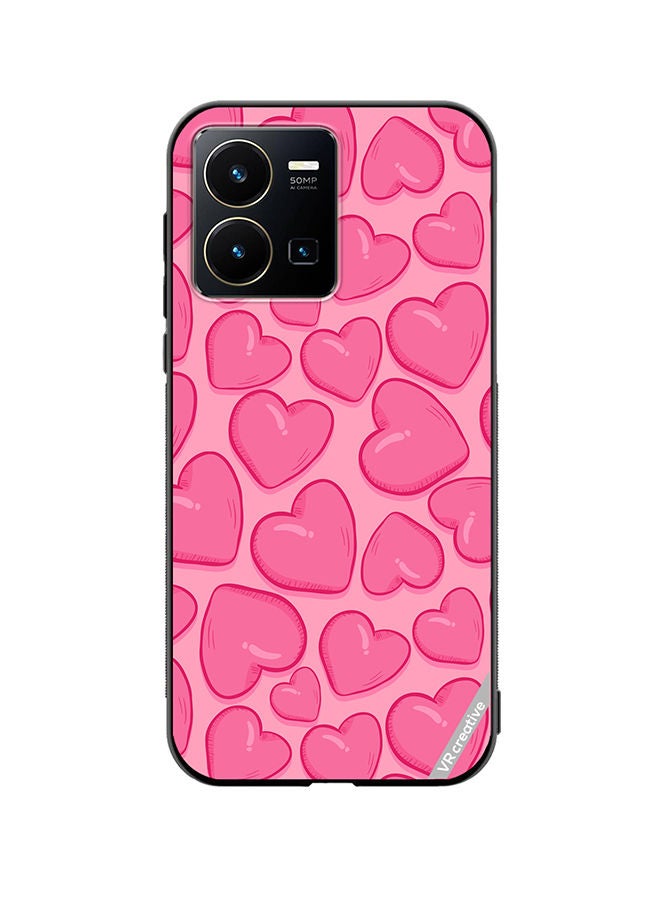 Protective Case Cover For Vivo Y35 Pink Herat Design Multicolour