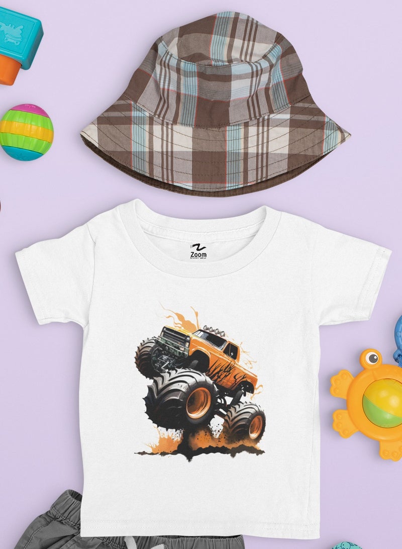 ZOOM Orange Monster Truck T-Shirt For Kids 