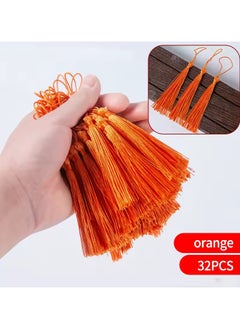 Abrar Colorful Silk Tassels with Hanging Rope Orange for Home Decor, Curtains, Jewelry, Weddings, and Keychains 32 Pieces 