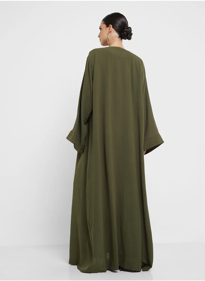hayas closet V-Neck Straight Sleeve Abaya