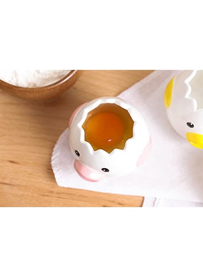 AMZWISH EJOTSTSD LuoCoCo Cute Egg Separator, Ceramics Vomiting Chicken Egg Yolk White Separator, Practical Household Small Egg Filter Splitter, Kitchen Gadget Baking Assistant Tool, Dishwasher Safe  - Image 3