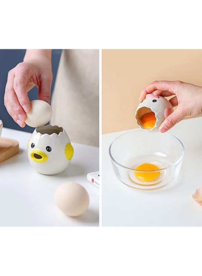 AMZWISH EJOTSTSD LuoCoCo Cute Egg Separator, Ceramics Vomiting Chicken Egg Yolk White Separator, Practical Household Small Egg Filter Splitter, Kitchen Gadget Baking Assistant Tool, Dishwasher Safe  - Image 4