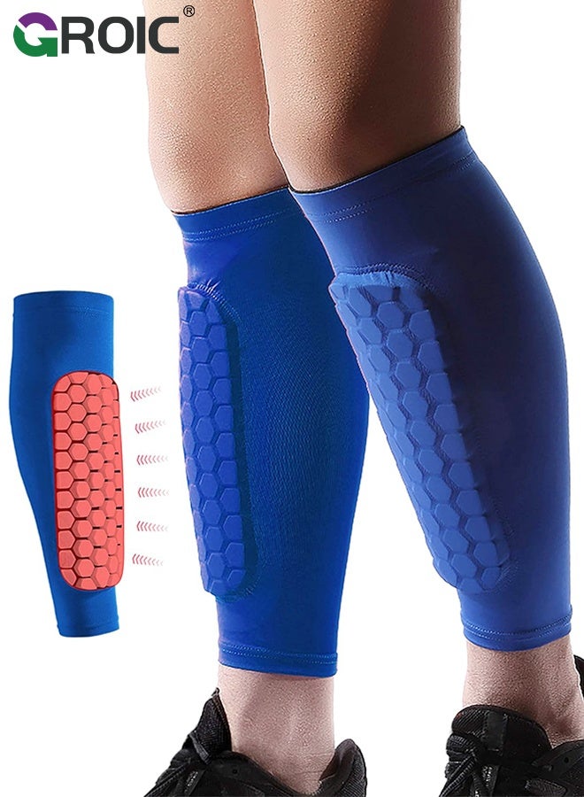 GROIC 2PCS Soccer Shin Guards Padded Calf Compression Sleeves Supports for Shin Splint,Calf Pads,Calf Brace for Football Basketball Volleyball Running Baseball - Image 1
