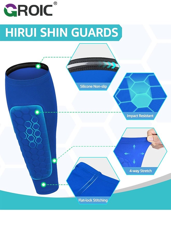 GROIC 2PCS Soccer Shin Guards Padded Calf Compression Sleeves Supports for Shin Splint,Calf Pads,Calf Brace for Football Basketball Volleyball Running Baseball - Image 3