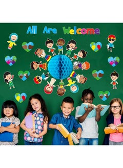 75Pcs Student Diversity Bulletin Board Set All Are Welcome Hearts Cutouts Earth Honeycomb Inclusion Multicultural Bulletin Board Back To School Equality One World Classroom Door Decoration - pzsku/Z1AE7D0D5D398B29824A2Z/45/_/1735214566/79cfd4ce-f90a-450d-a2af-be7183181343