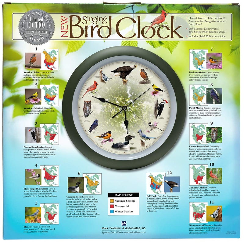 Mark Feldstein & Associates Mark Feldstein, Limited Edition 20th Anniversary Singing Bird Clock, 13 Inch - Image 5