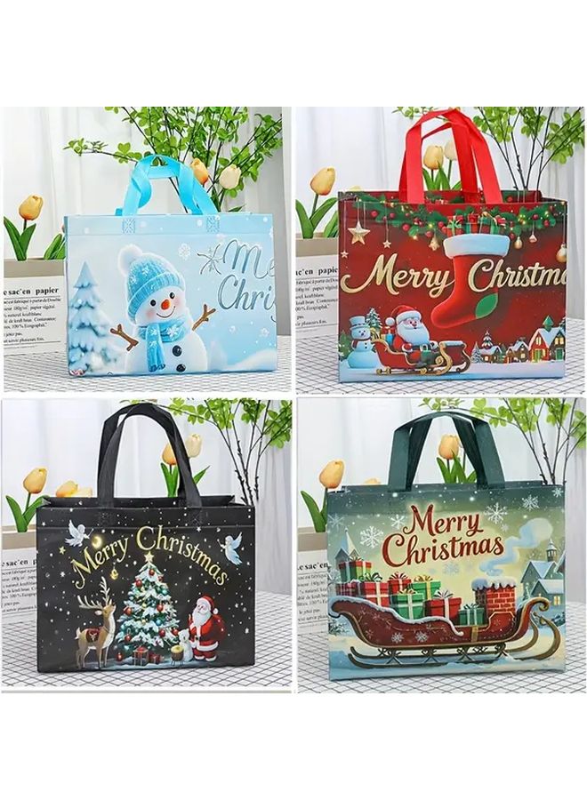 4 Pcs Non Woven Gift Bags Multi Purpose Tote for Shopping Party Holiday Storage 4 Colors - Image 1