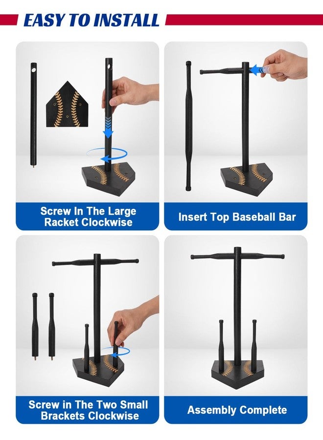 NEXIULT Wooden Baseball & Softball Drip Necklace Organizer Holder, Championship Ring Display, Sports Ring Holder with Necklace Storage, Softball Baseball Gift for Players (Black) - Image 5