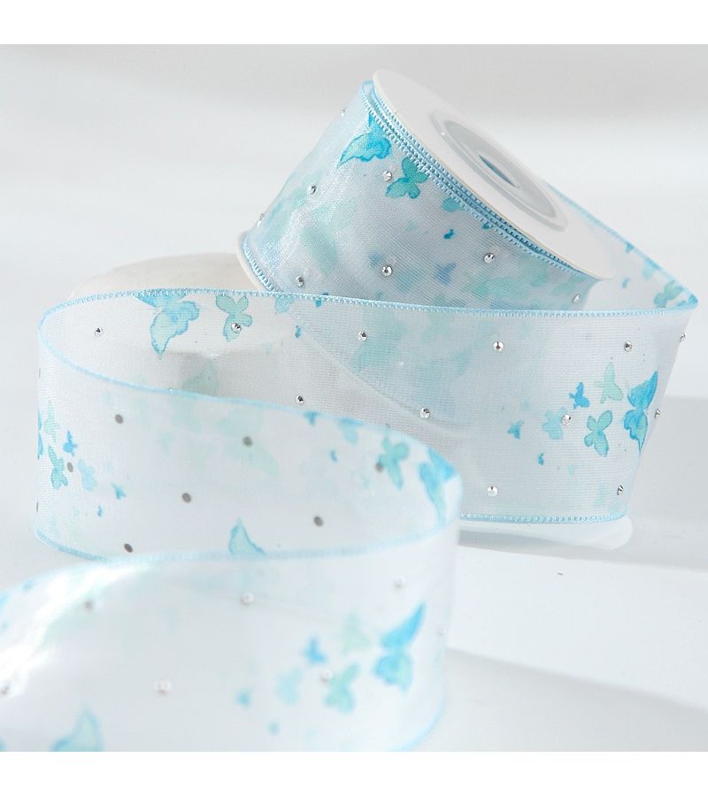 Red Transparent Butterfly Printed Ribbon 1.57x41.34 Inch Hair Bow Gift Packaging - Image 5