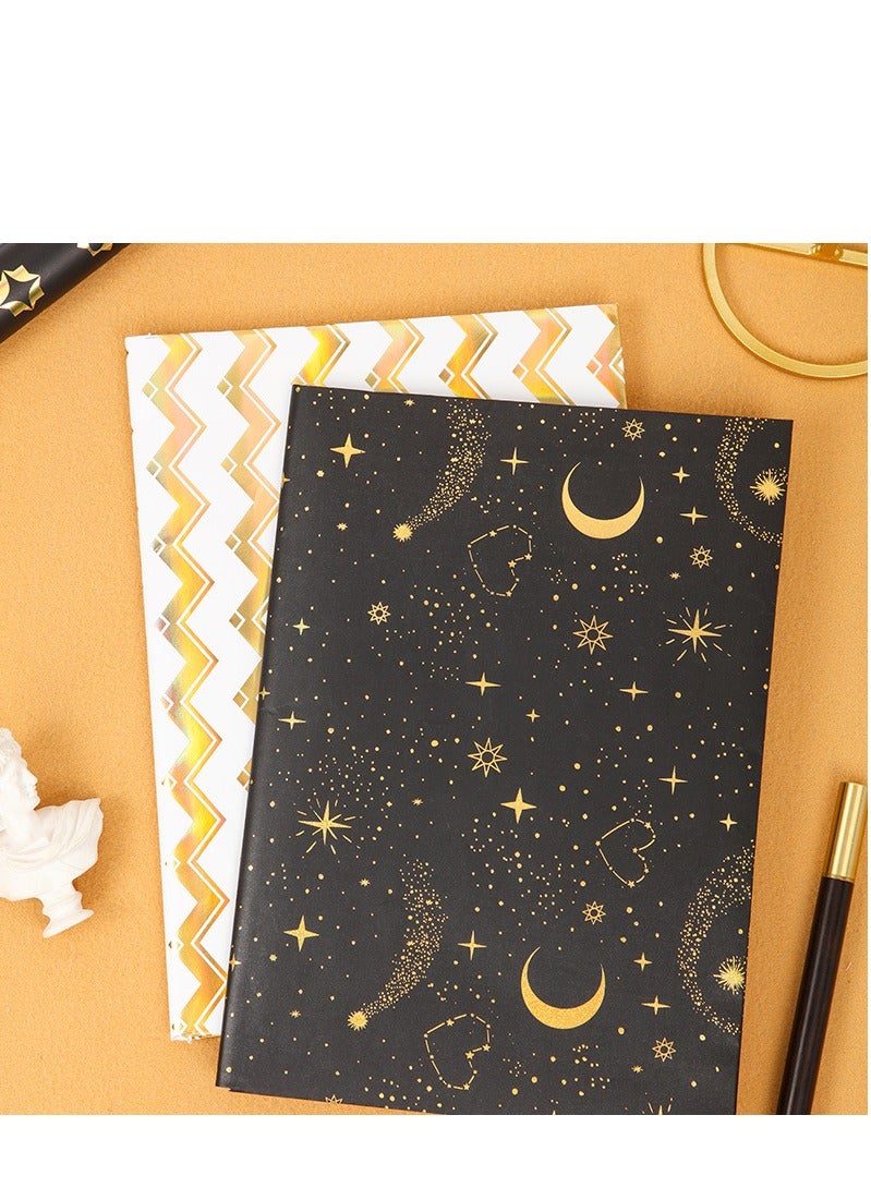 Luxury Gift Wrapping Paper Moon Star Gold Foil Elegant Design Ramadan Gift Box Package 2 Rolls with Ribbon