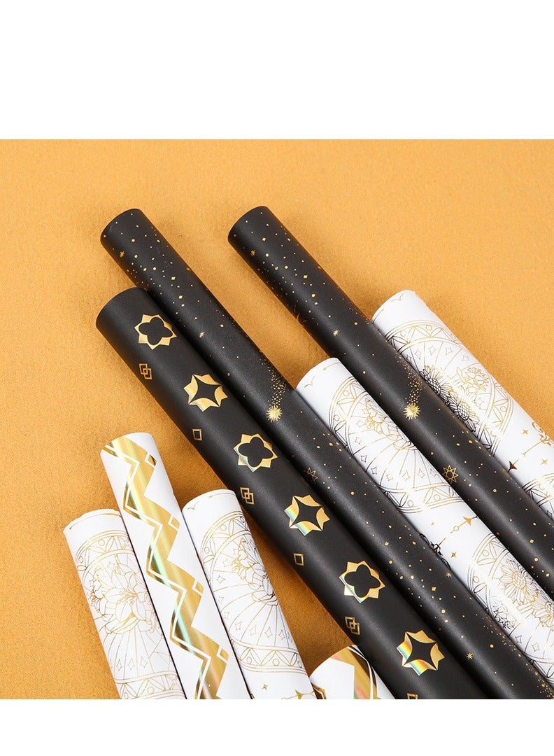 Luxury Gift Wrapping Paper Moon Star Gold Foil Elegant Design Ramadan Gift Box Package 2 Rolls with Ribbon