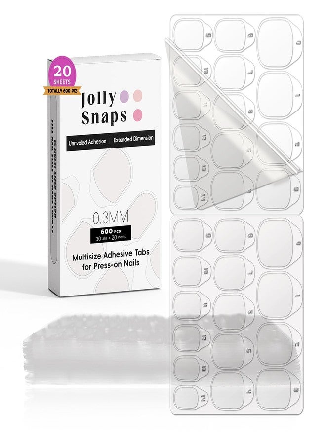 Jolly Snaps Non-Toxic Nail Adhesive Tabs for Kids | 240 PCS Extra Strong Sticky Tabs for Press On Nails | Waterproof, Ultra Thin & Easy to Use | 20 Sheets - Image 1