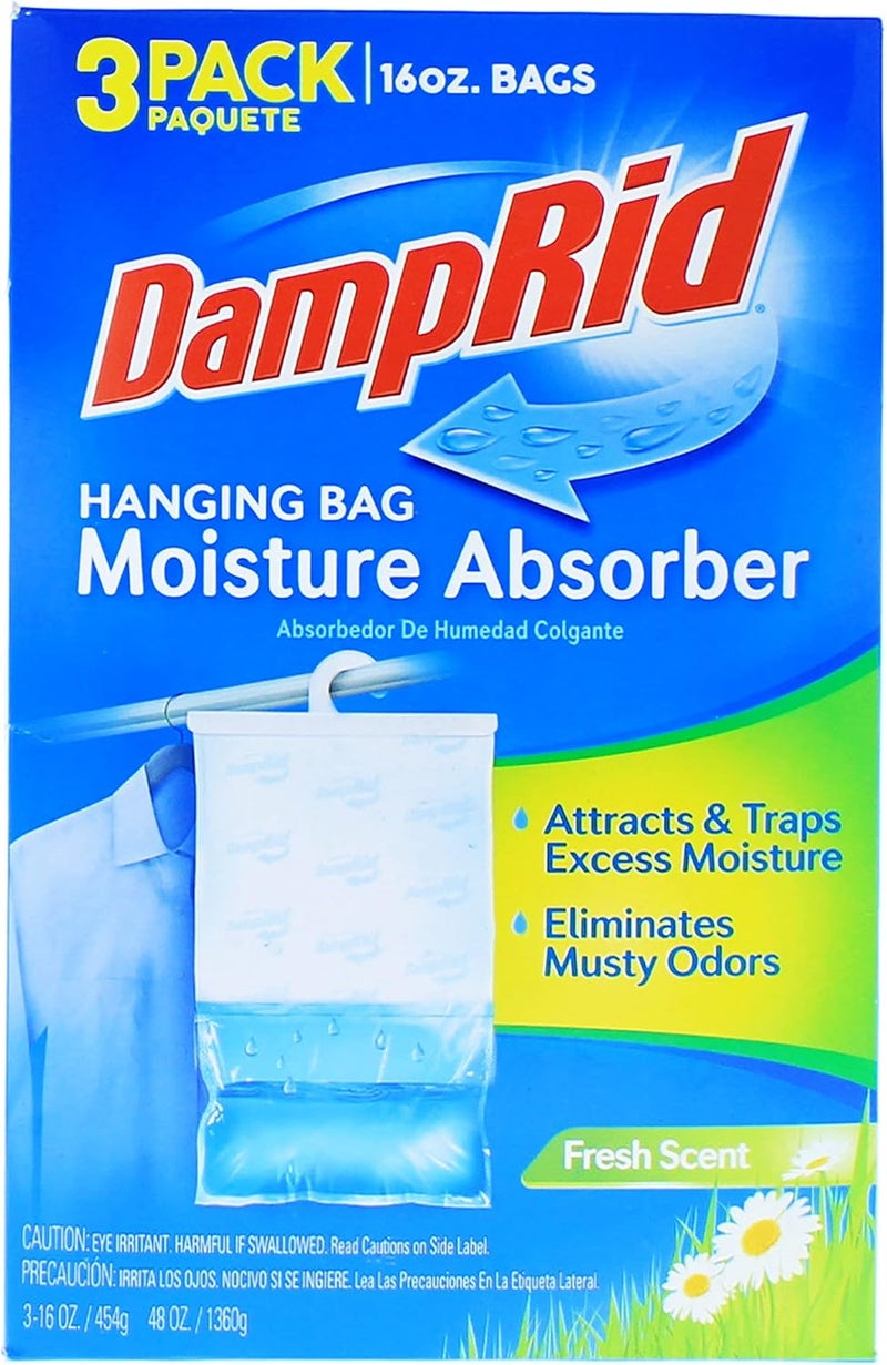 DampRid Hanging Bag, Moisture Absorber, Pack of 3 (16 oz. ea.), 3 Pack, Blue - Image 3
