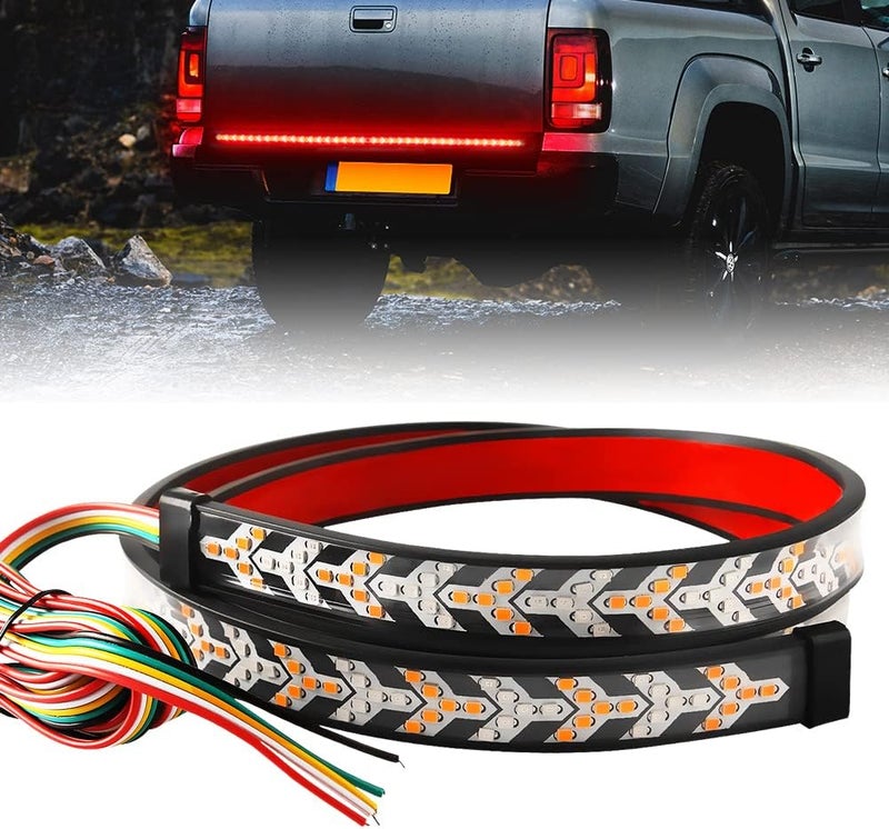 KaiDengZhe 60 Inch 528LED Truck Tailgate Light Bar Strip - RED Brake & Sequential Amber Turn Signal Lights - Image 1